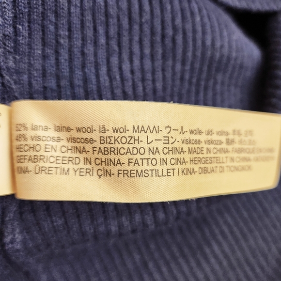 Massimo Dutti Navy Blue Wool Blend Knit Sweater Dress Bell Sleeves Size Small - Picture 6 of 9